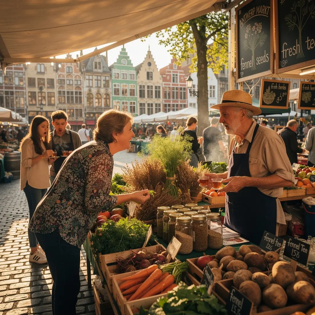 Ambiance chaleureuse d'un salon belge, avec une tasse de thé aux graines de fenouil.